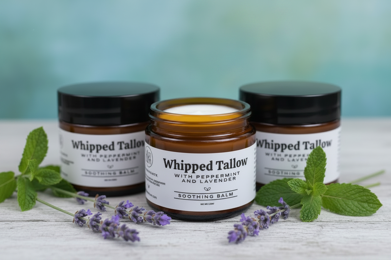 Peppermint and Lavender Soothing Balm - Whipped Tallow - 1.3oz