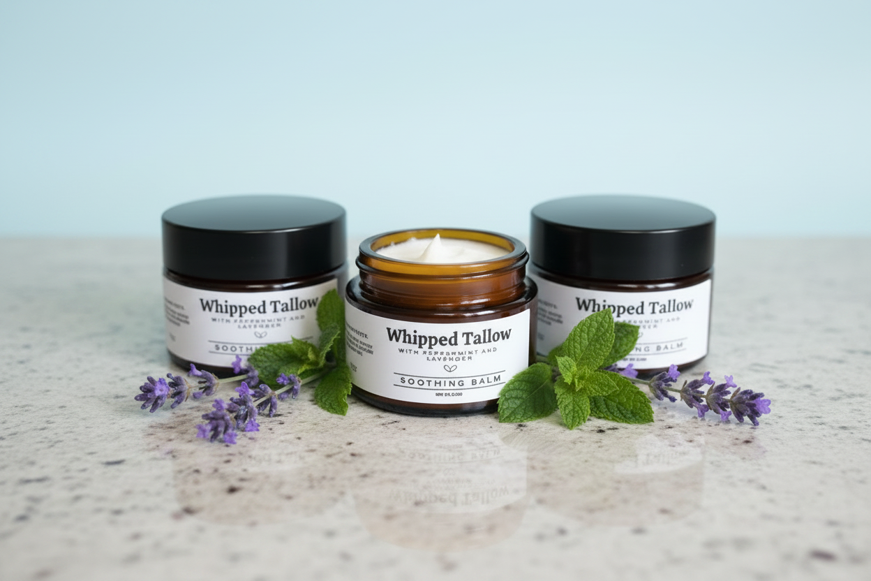 Peppermint and Lavender Soothing Balm - Whipped Tallow - 0.7oz