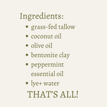 Peppermint Tallow Simple Soap Bar - 3oz