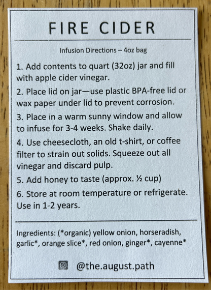 Fire Cider Mix - Bag (makes 32oz) Use your own jar