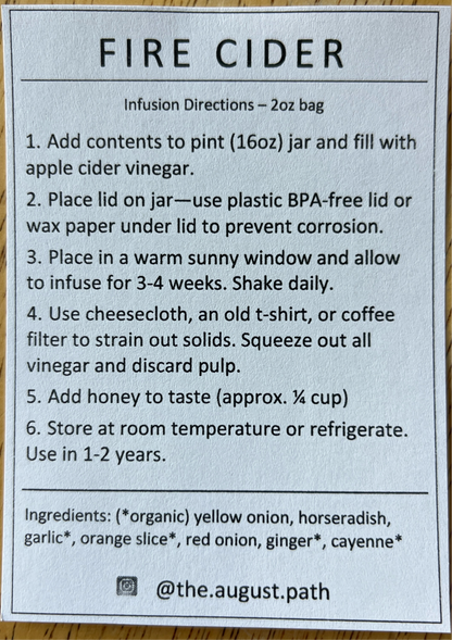 Fire Cider Mix - Bag (makes 16oz) Use your own jar