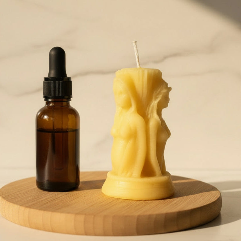 Hand-Poured Pure Vacaville Beeswax - Pine Cone, Owl, or Maiden Mother Crone ($10- $15 -$19)